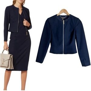 Ted Baker London Janni Blazer Jacket Size 0 Navy Blue, Bow Detail at neckline